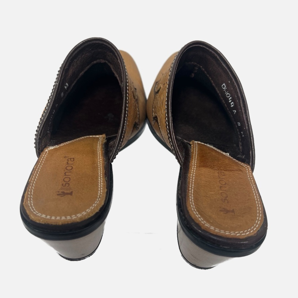 Sonora Western Tooled Tan Leather Bootie Mule Slide Women’s size 8 - Picture 5 of 12